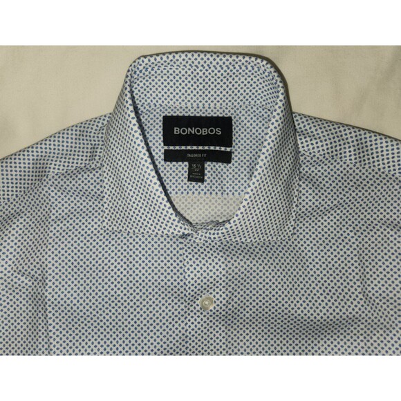 NEW-Bonobos Jetsetter Stretch Dress Shirt Tailored Fit-Blue Geo-Sz 15 1/2-32 - Picture 5 of 11